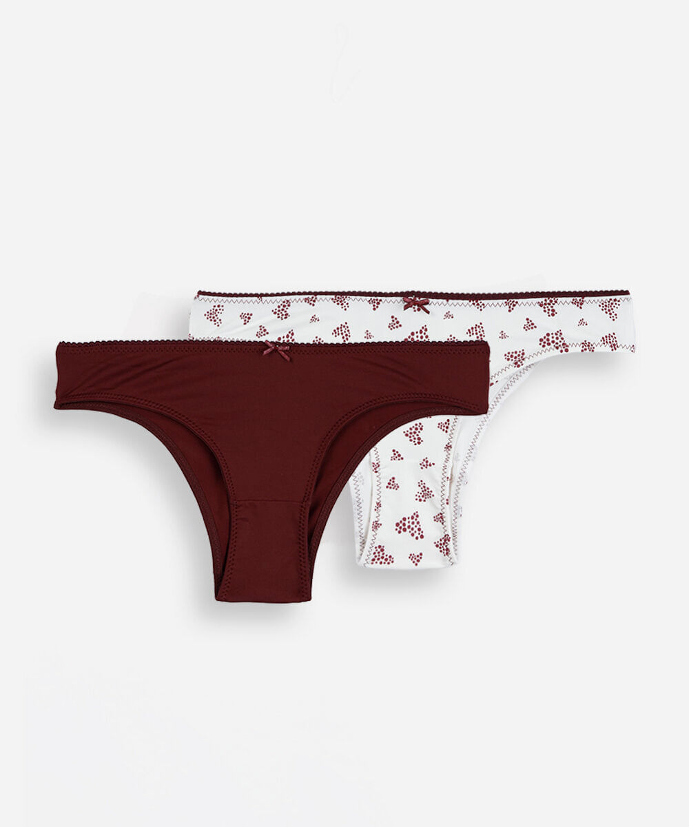kit de 2 calcinhas biquíni feminina de poliamida estampado colorido