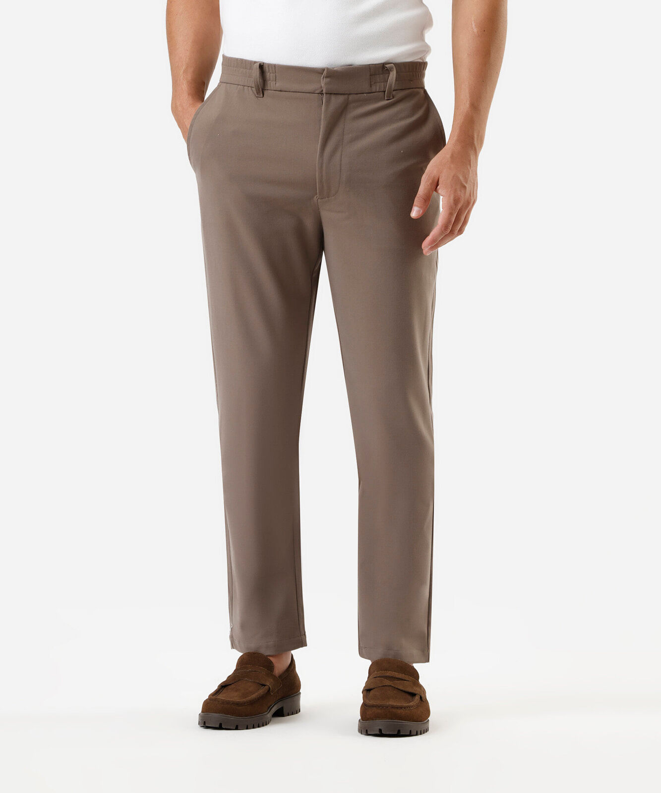 calça slim chino masculina de alfaiataria marrom
