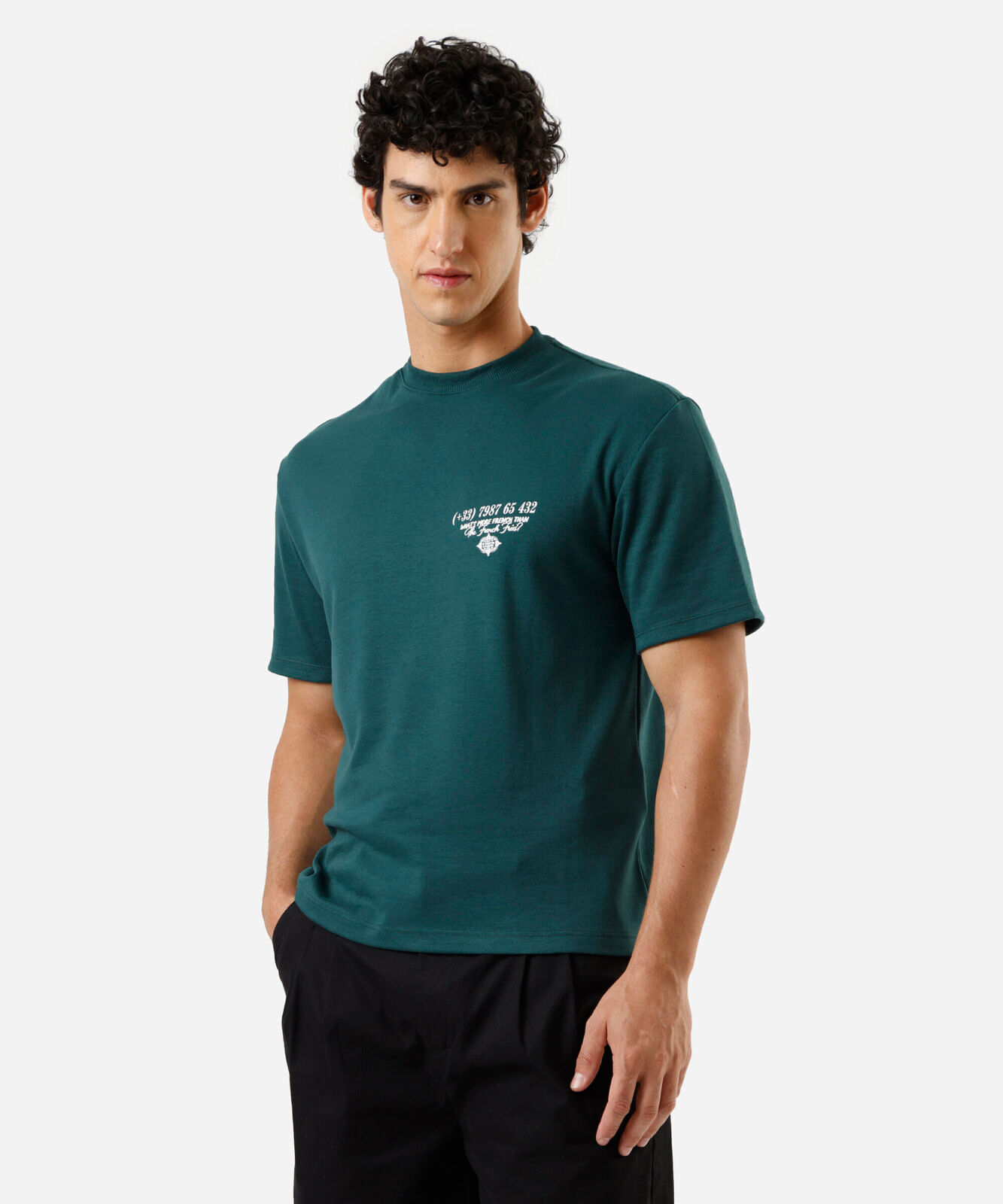 camiseta masculina com algodão manga curta estampada verde