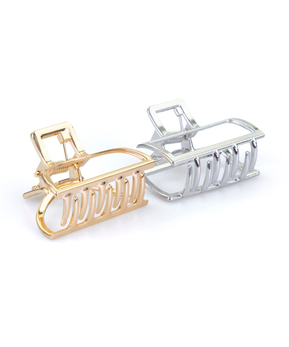 kit de mini piranhas para cabelo gold e silver com 2 unidades colorido