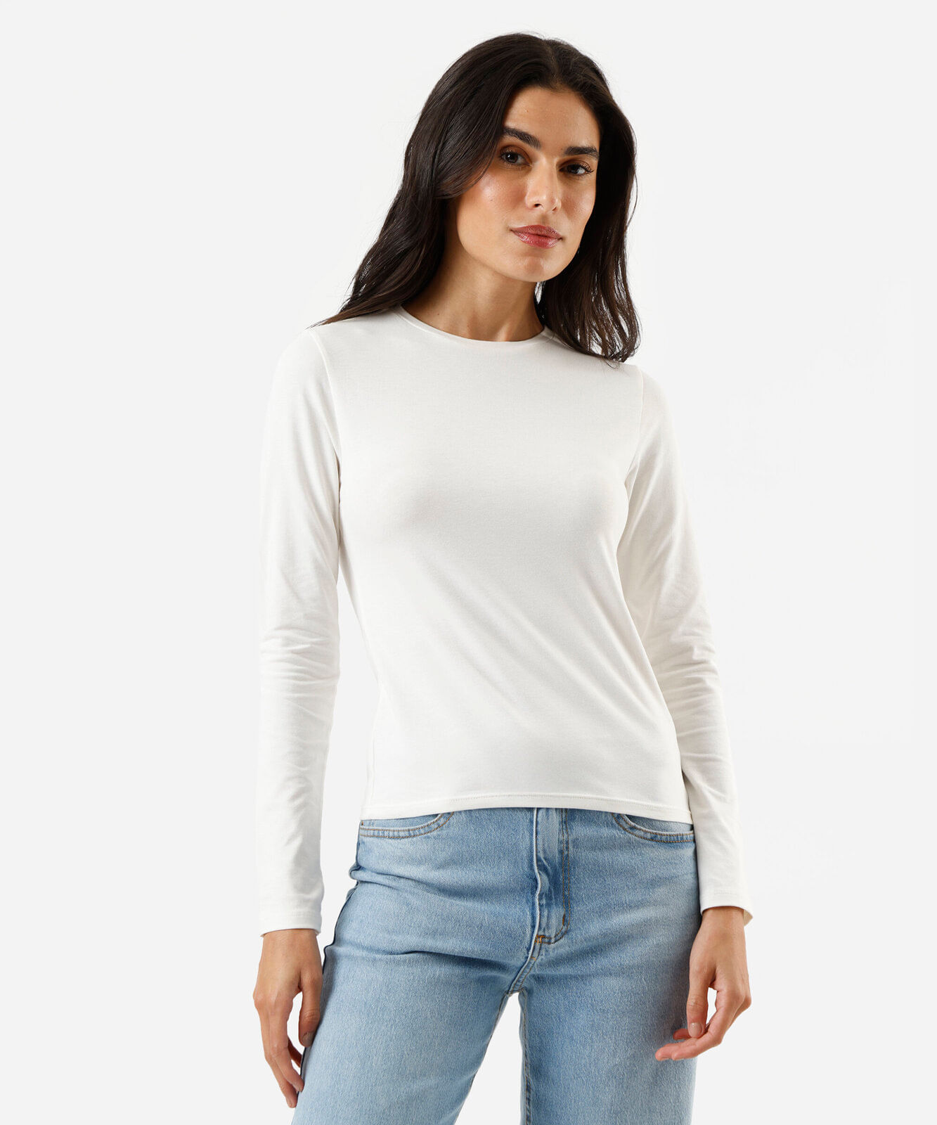 blusa feminina de algodão manga longa off white