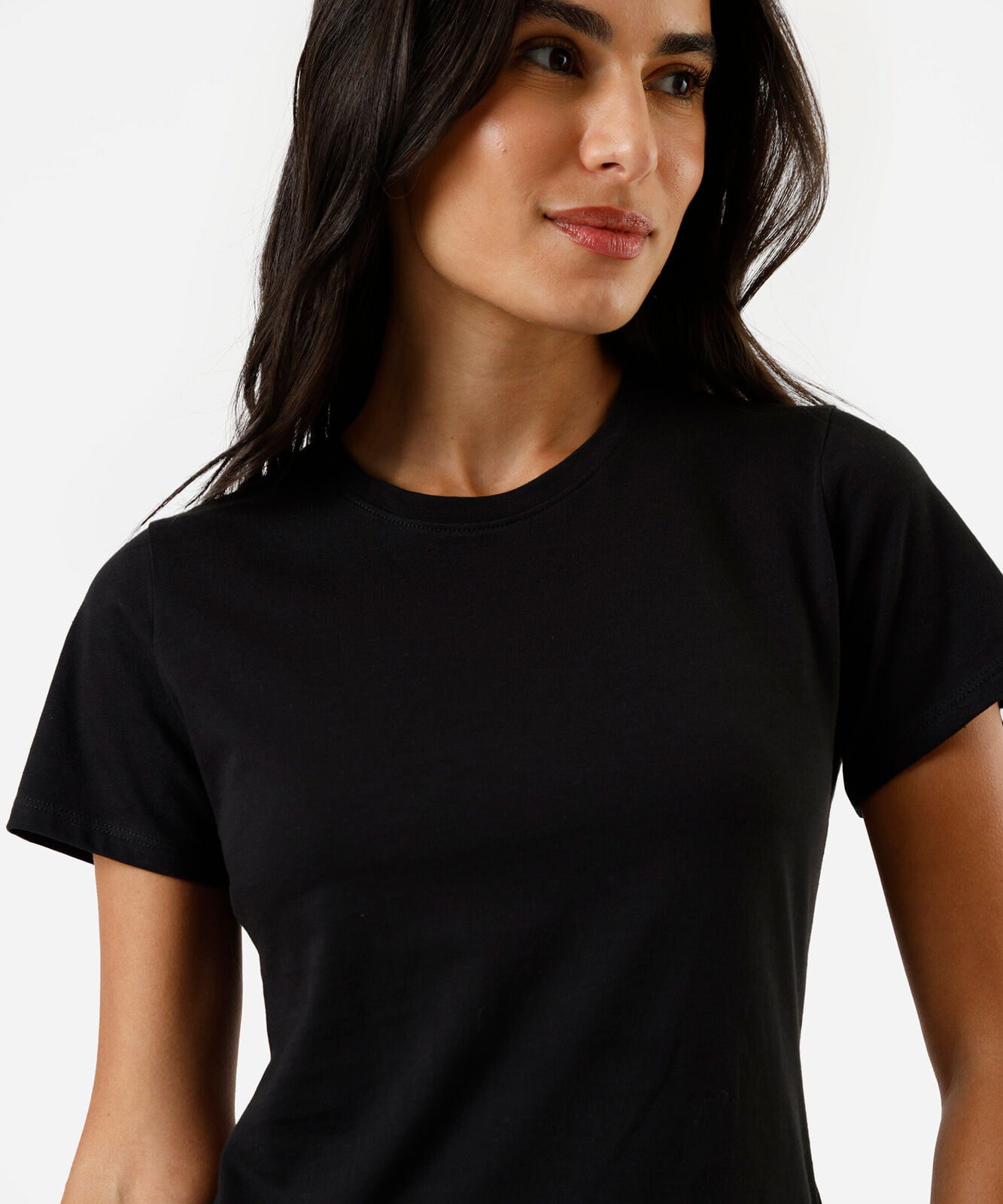 camiseta feminina de algodão peruano manga curta preta