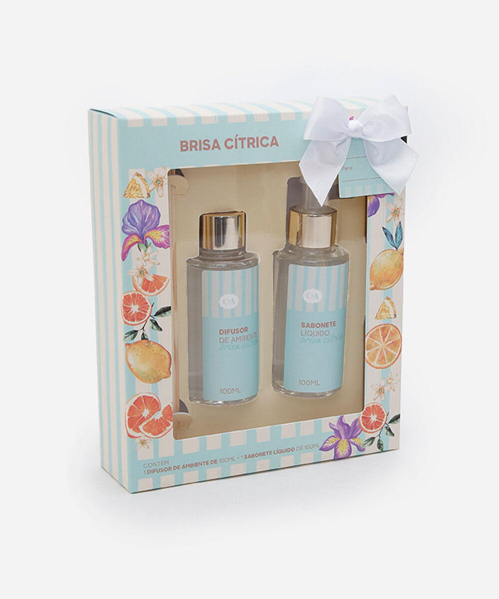 kit brisa cítrica com difusor de ambiente e sabonete líquido beleza cea
