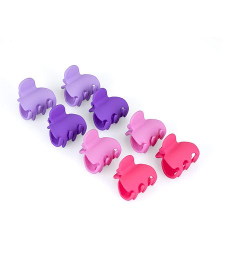 kit de mini presilhas para cabelo rosa e lilás com 8 unidades colorido UNICO