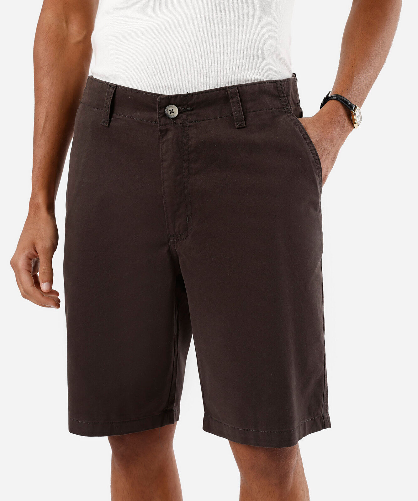 bermuda de sarja masculina reta marrom