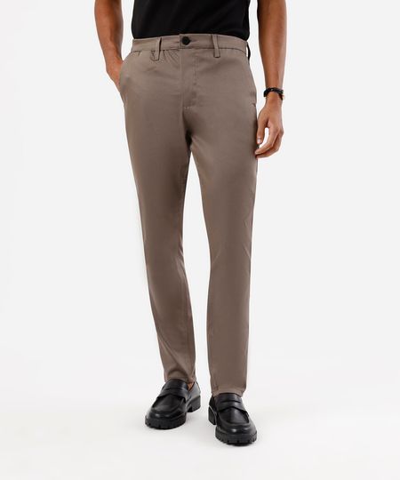 calça carrot masculina de sarja marrom 40