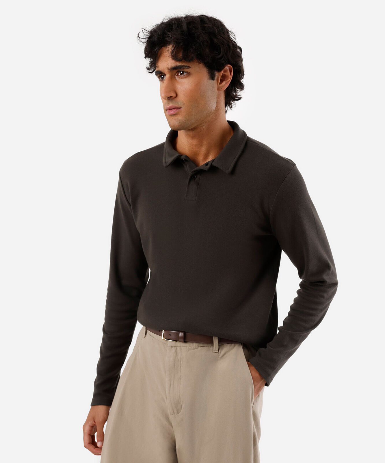polo masculina com algodão manga longa verde