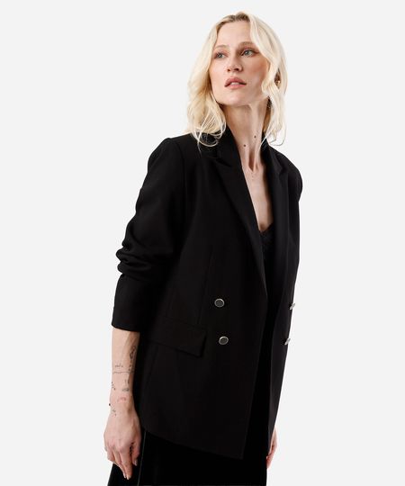 blazer de alfaiataria feminino botões dourados preto M