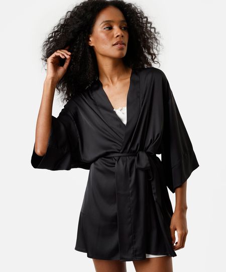 robe curto feminino acetinado preto P