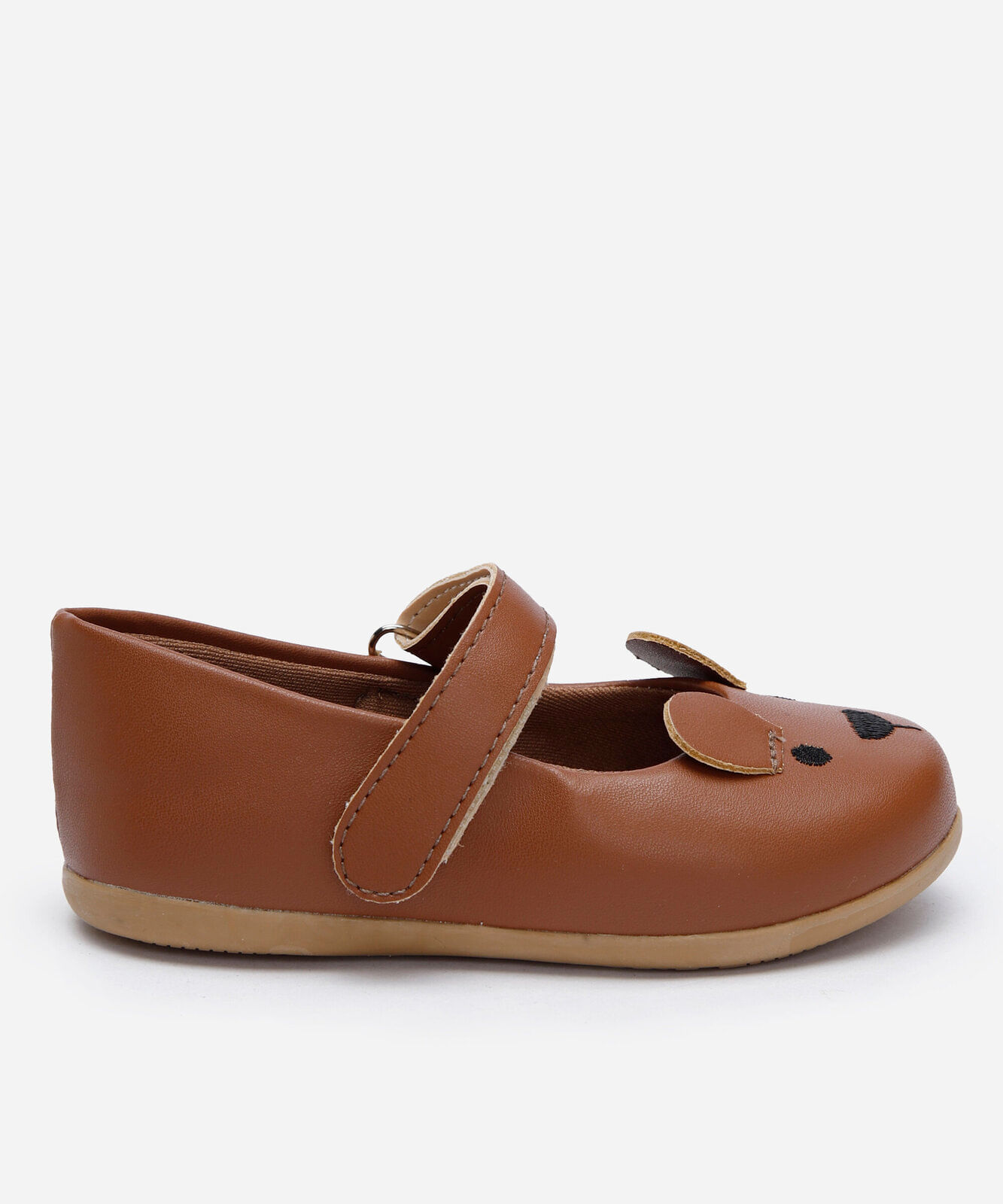 sapatilha bico redondo infantil ursinho com velcro marrom
