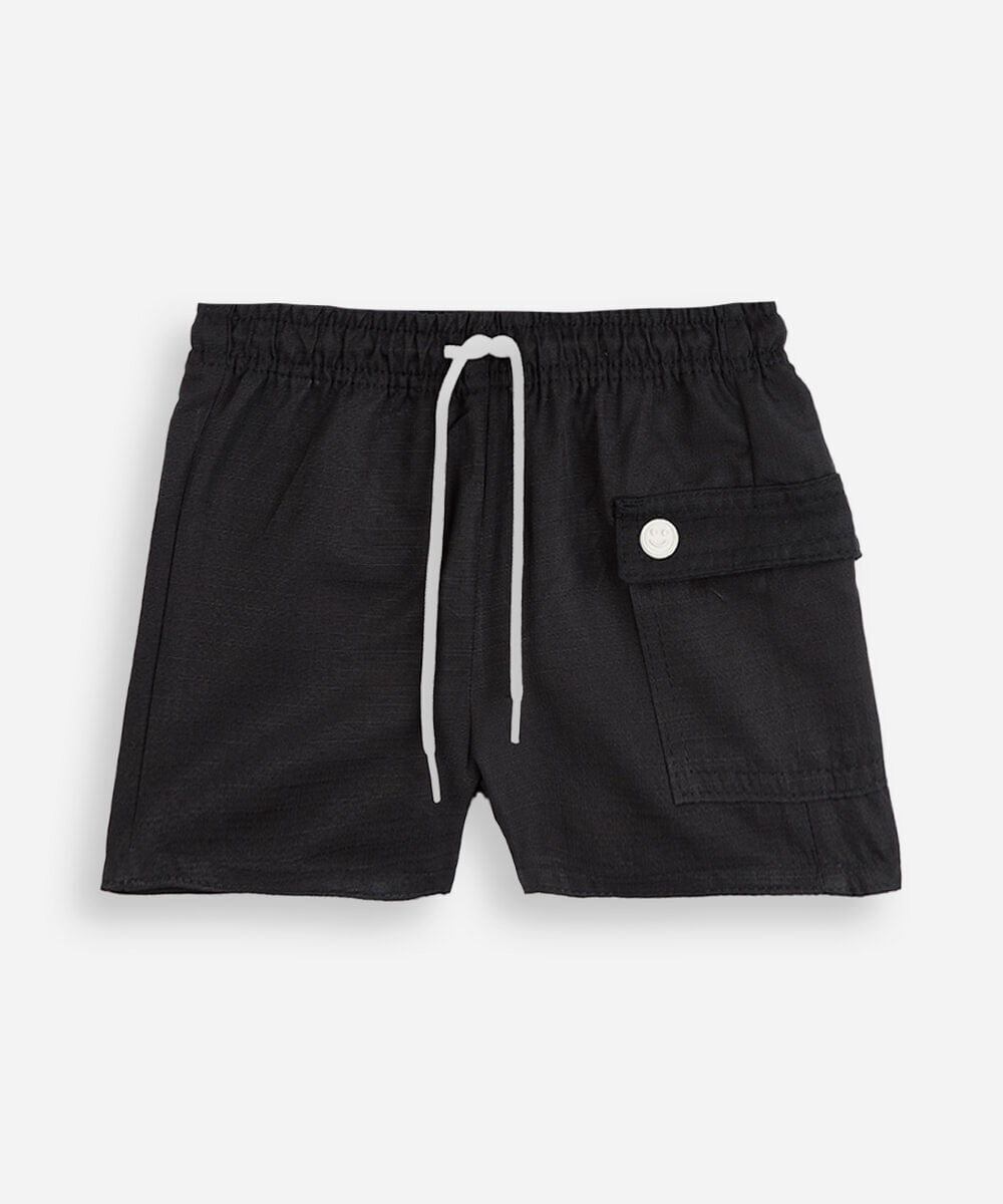 short cargo infantil cós elástico preto