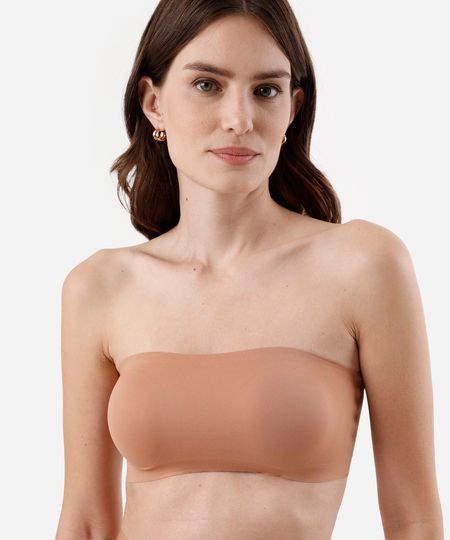 top faixa feminino naked skin com bojo removível marrom P