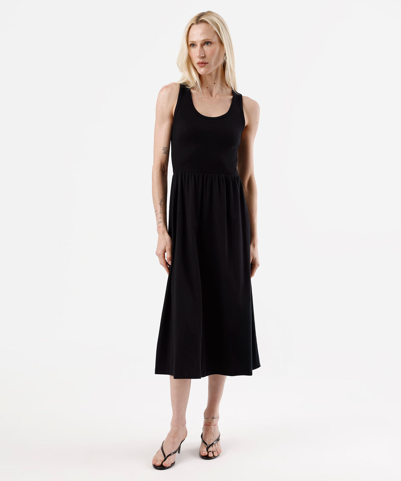 vestido midi feminino de algodão preto