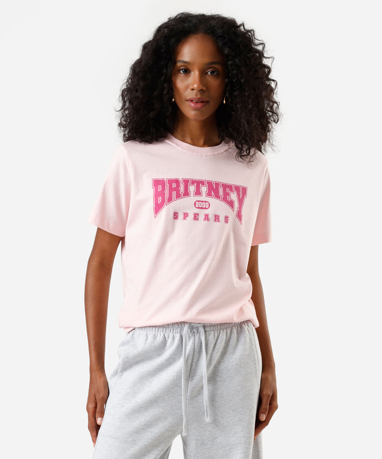 camiseta feminina de algodão manga curta britney spears rosa