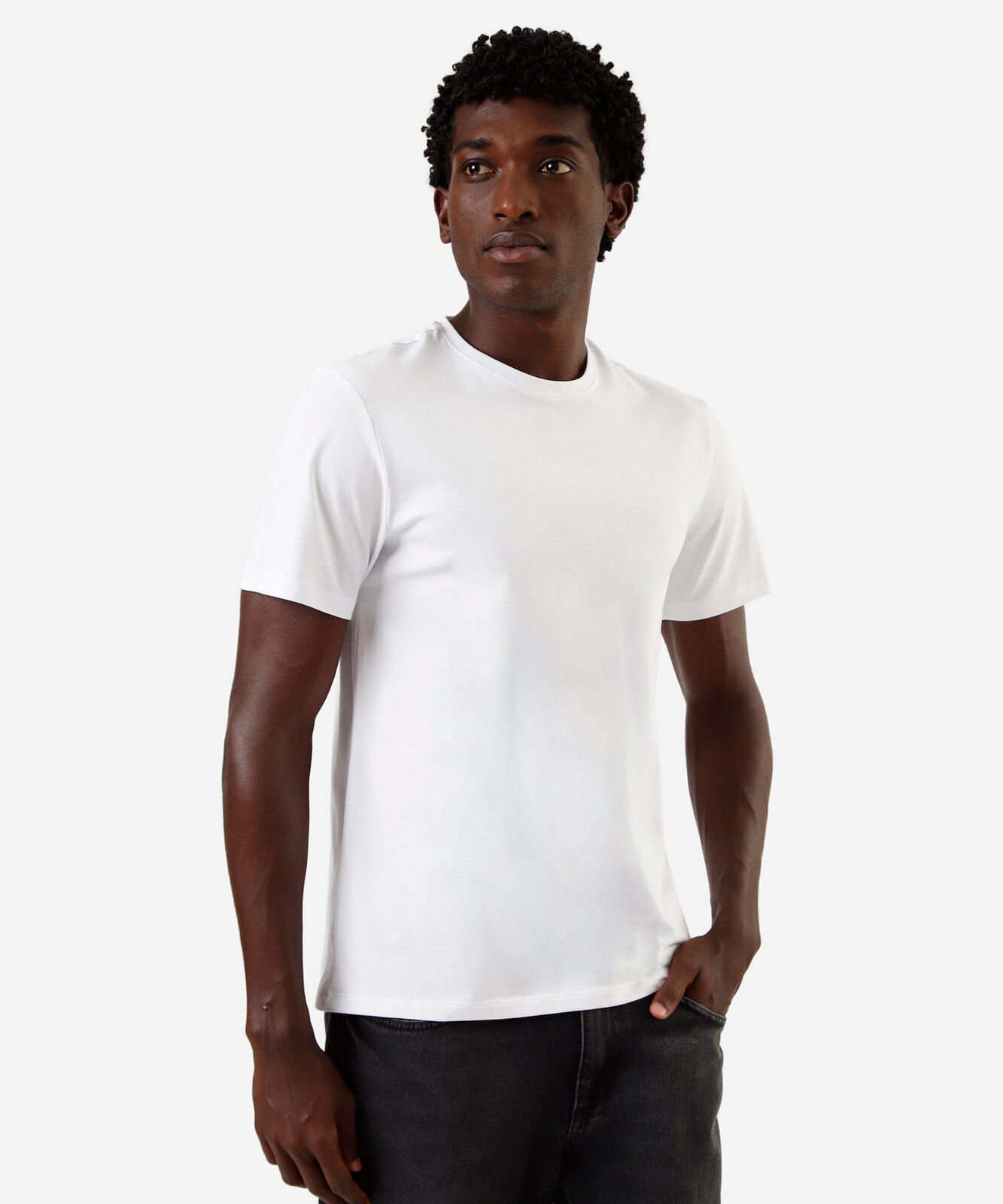 camiseta slim masculina de algodão branca