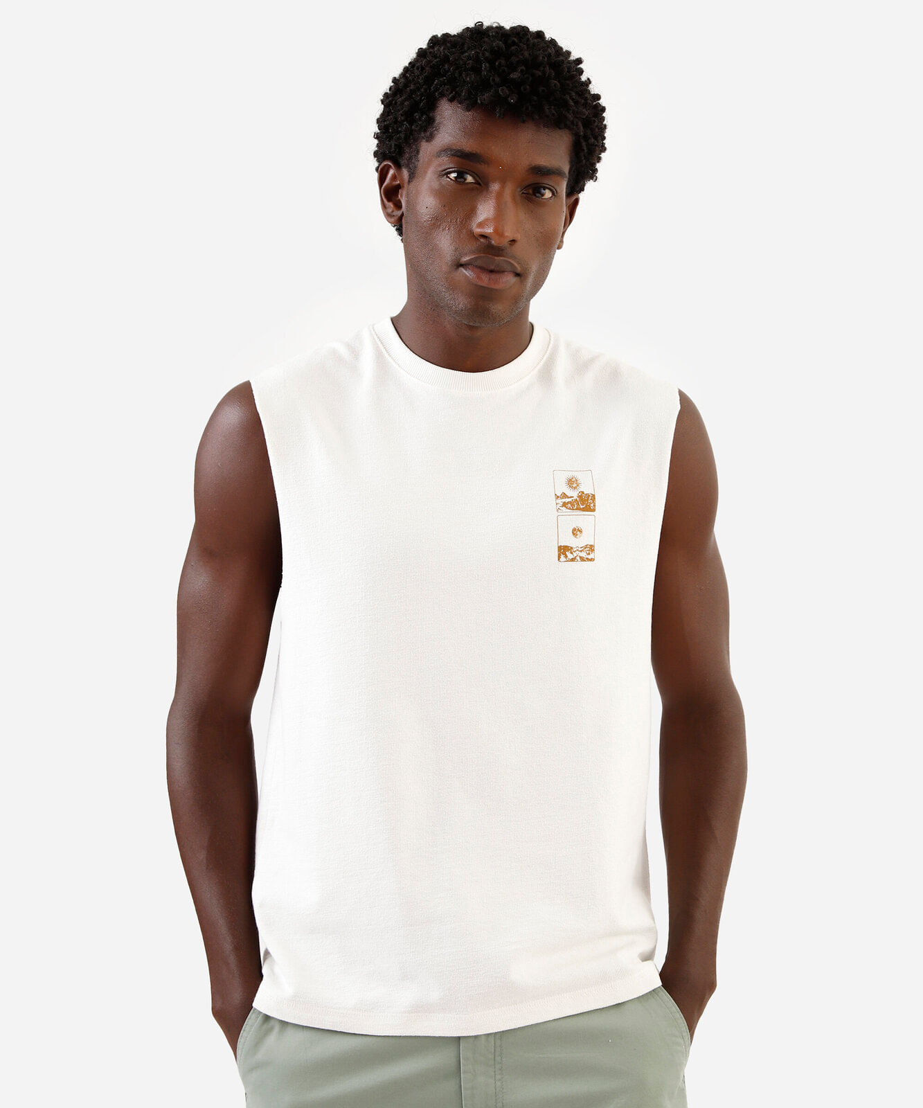 regata machão de algodão texturizada estampada off white