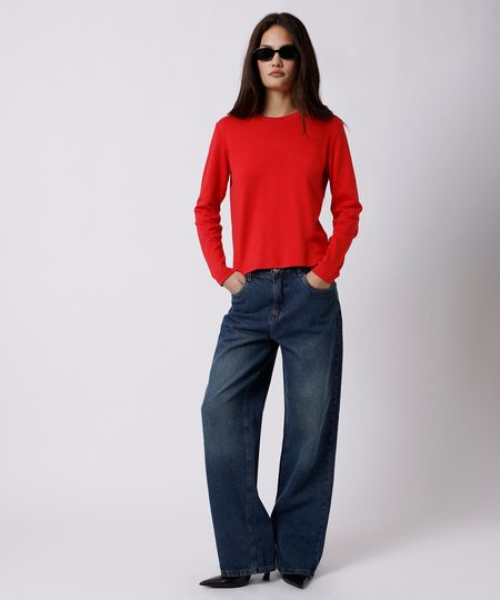calça reta roma feminina jeans mindset azul 34