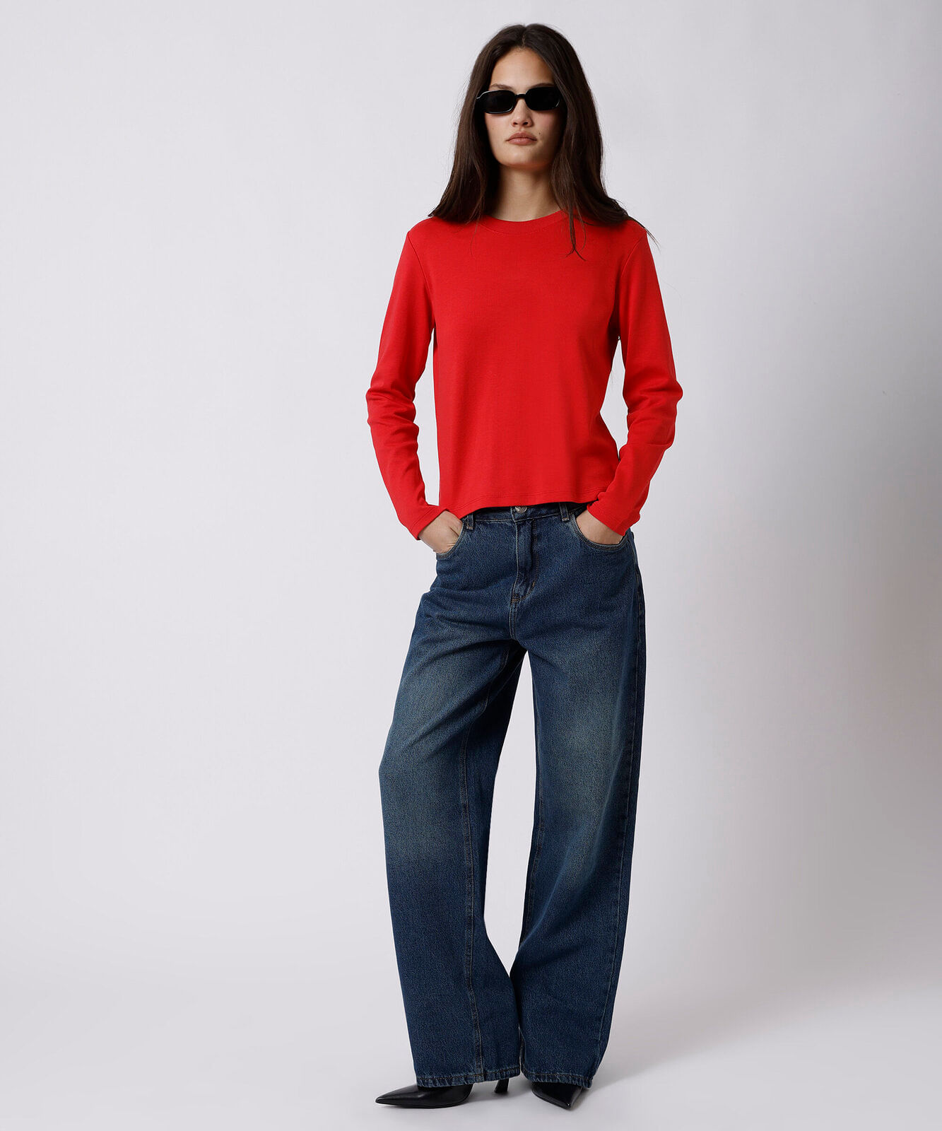 calça reta roma feminina jeans mindset azul
