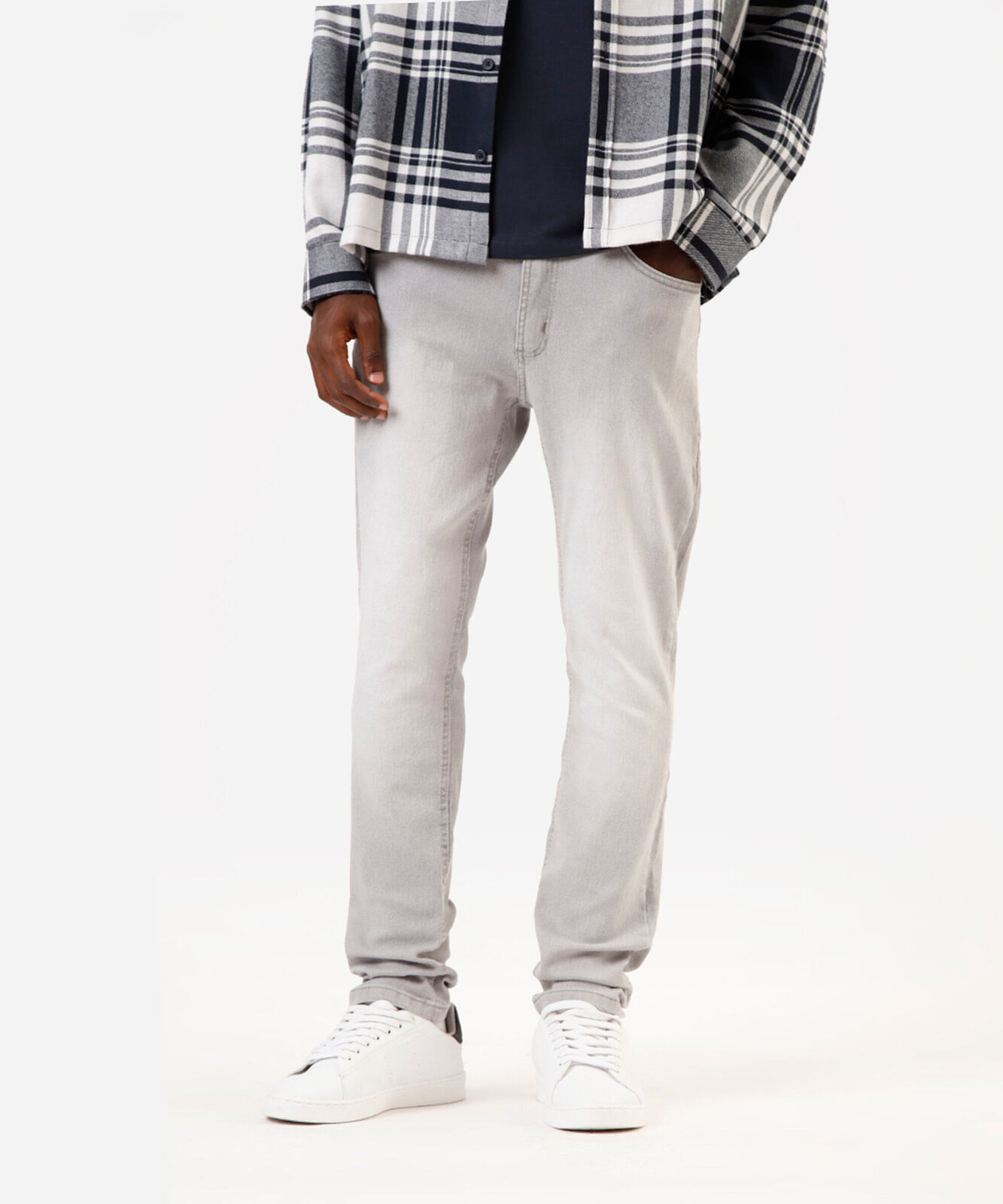 calça jeans skinny masculina cinza