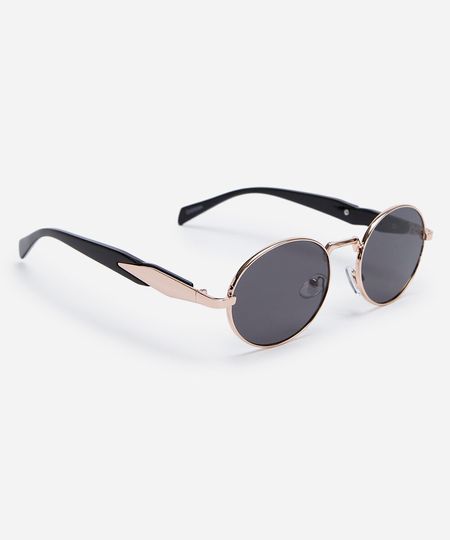 óculos de sol oval triton unissex dourado UNICO