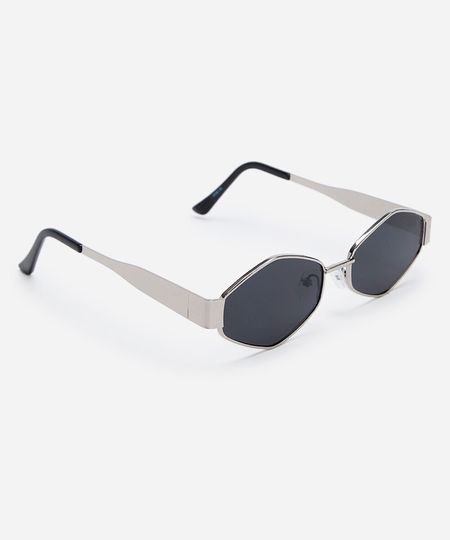 óculos de sol oval triton feminino prateado UNICO