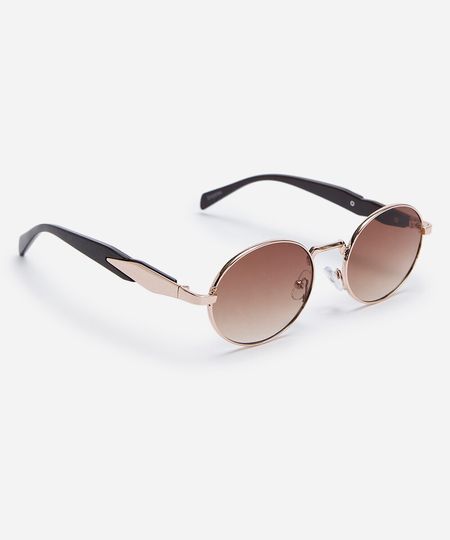 óculos de sol oval triton unissex dourado UNICO