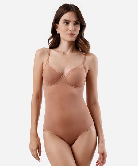 body meia taça feminino de poliamida bege 46