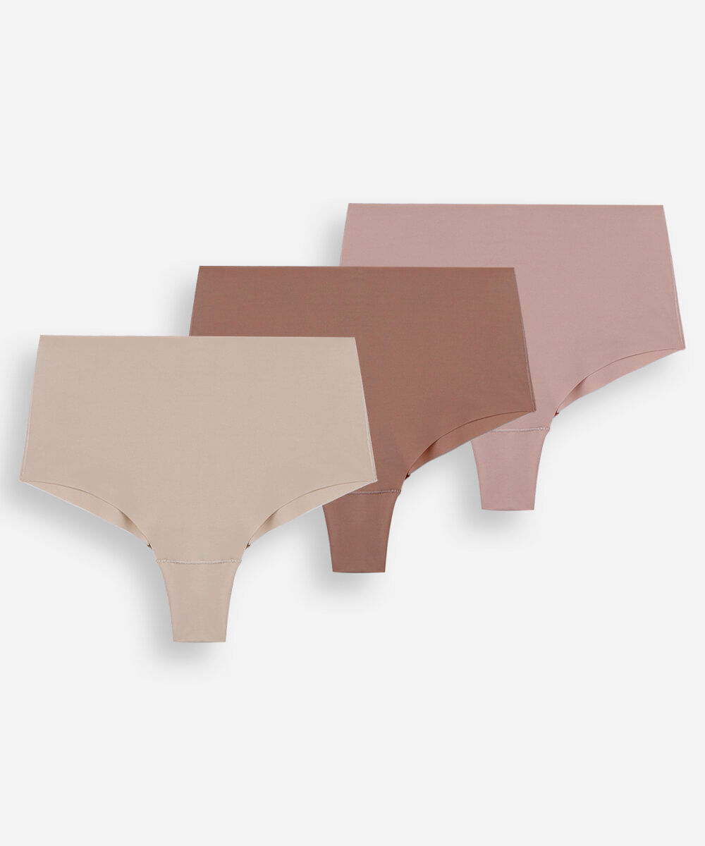 kit de 3 calcinhas hot pant com corte a fio colorido
