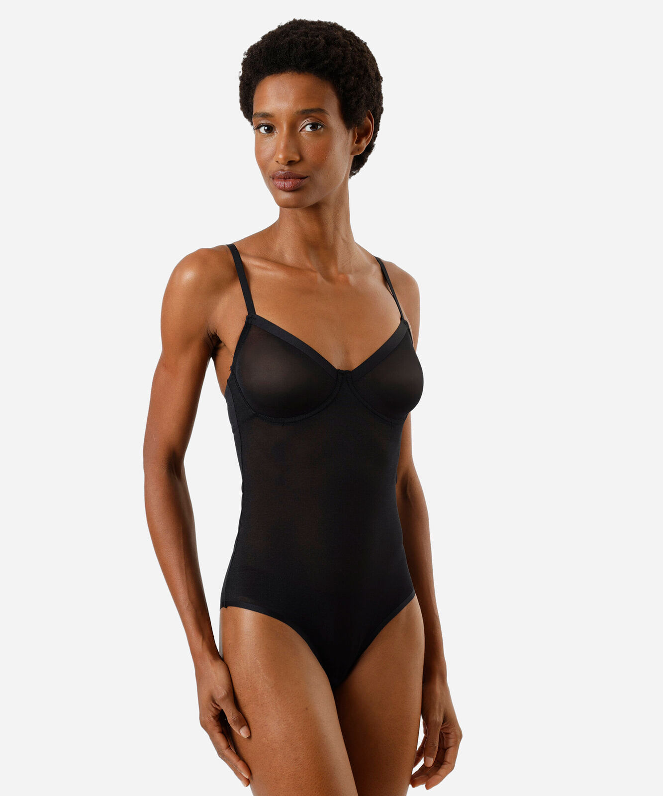 body meia taça feminino de poliamida preto