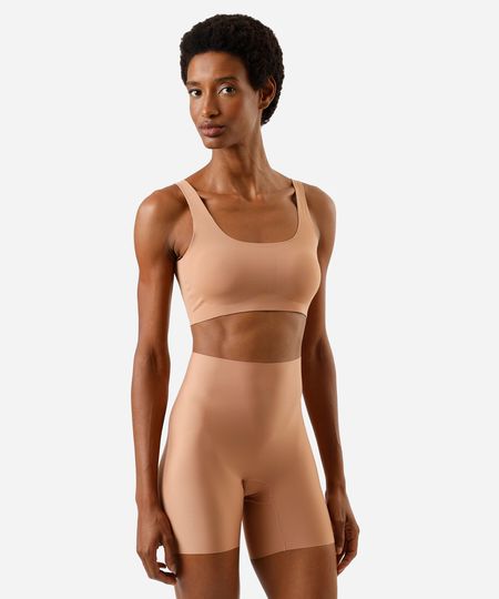bermuda segunda pele feminina naked skin de poliamida marrom G