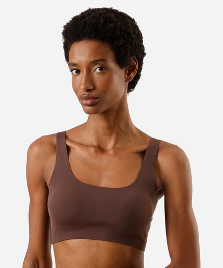 sutiã top feminino com bojo de poliamida marrom P