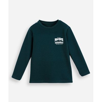 camiseta infantil manga longa snoopy verde