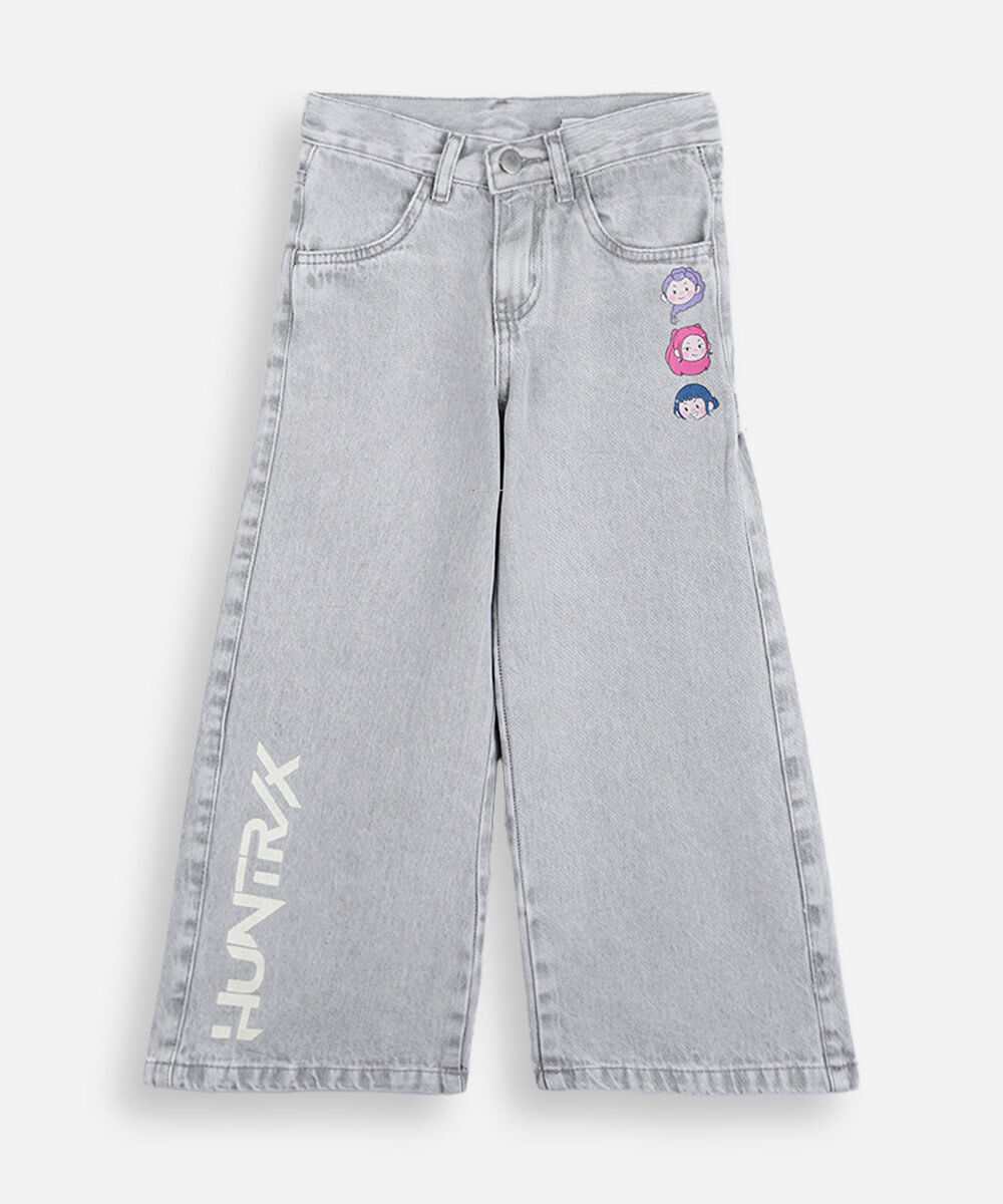 calça wide leg infantil guerreiras do kpop cinza