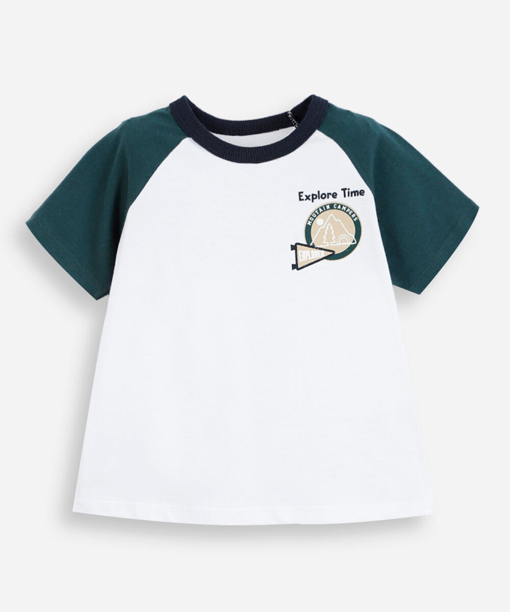 camiseta raglan infantil de algodão off white