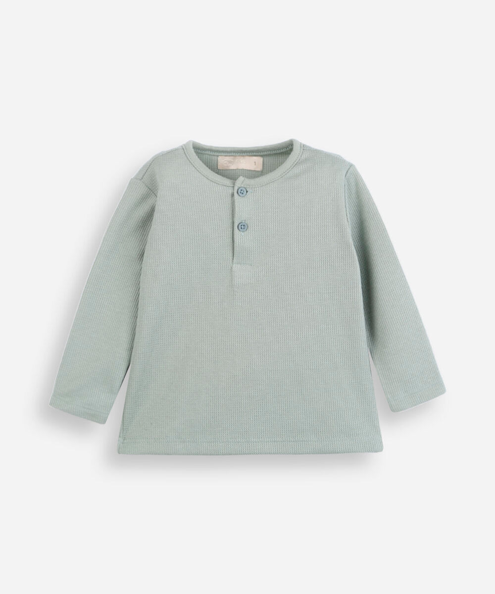 camiseta infantil com algodão manga longa azul