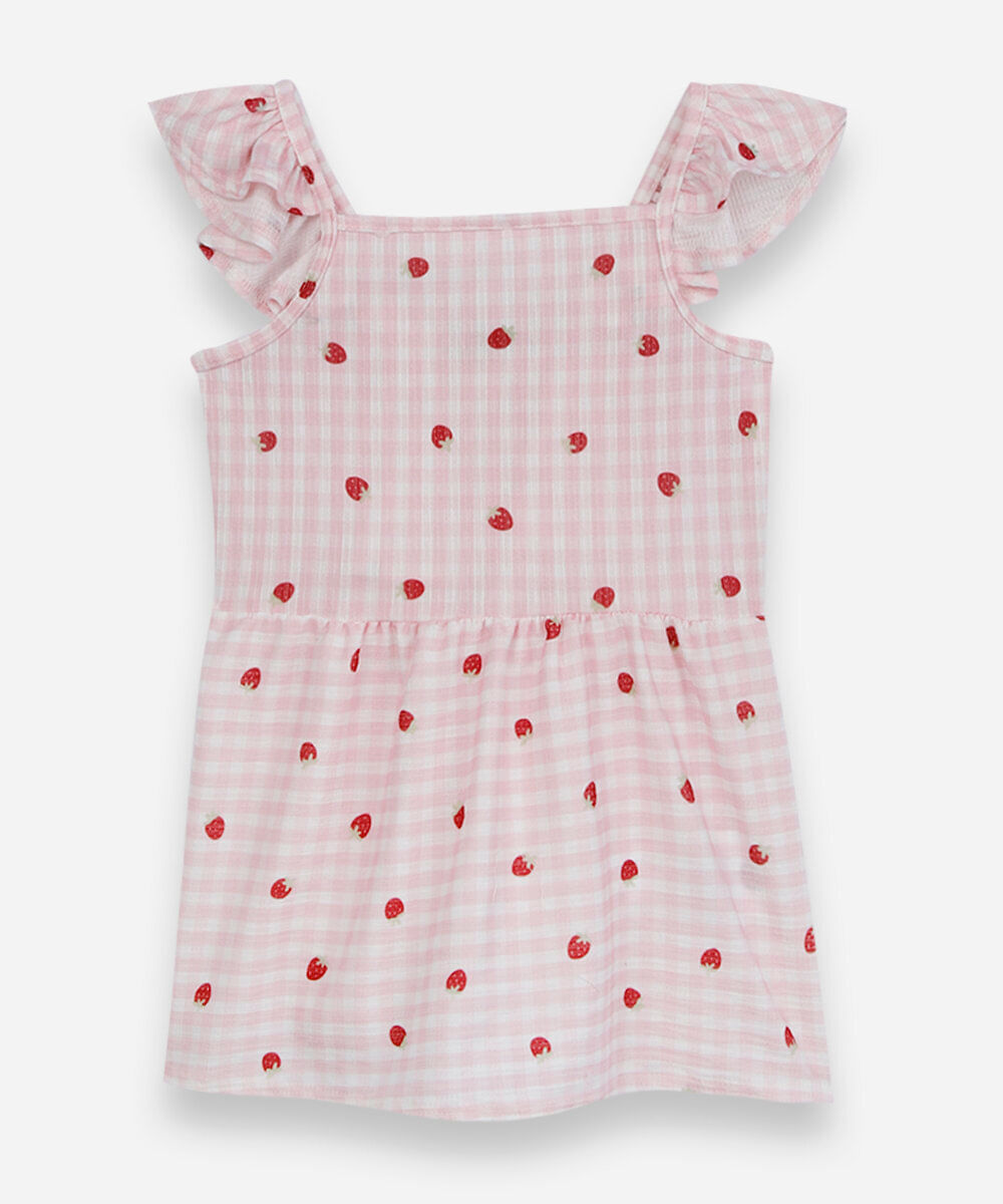 blusa infantil alça fina com babados xadrez colorida