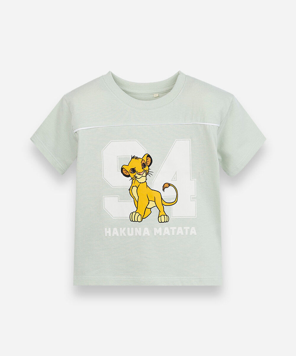 camiseta infantil de algodão manga curta simba verde