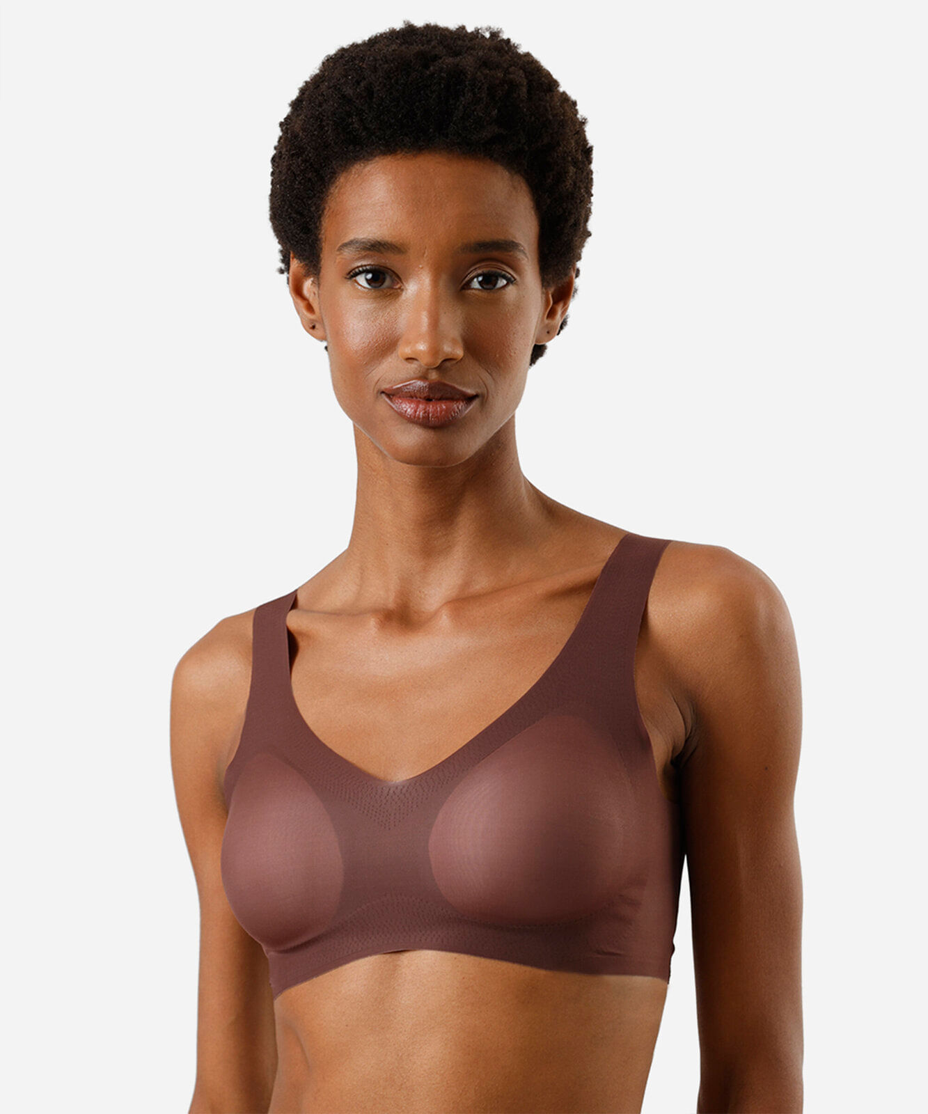 sutiã top invisível feminino com bojo removível marrom