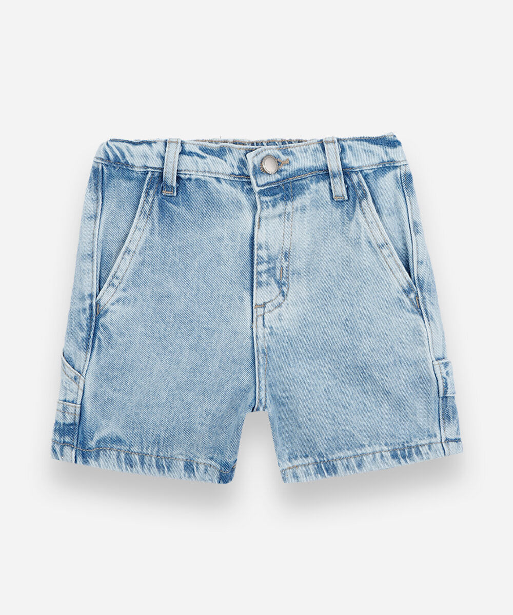 bermuda jeans infantil de algodão azul