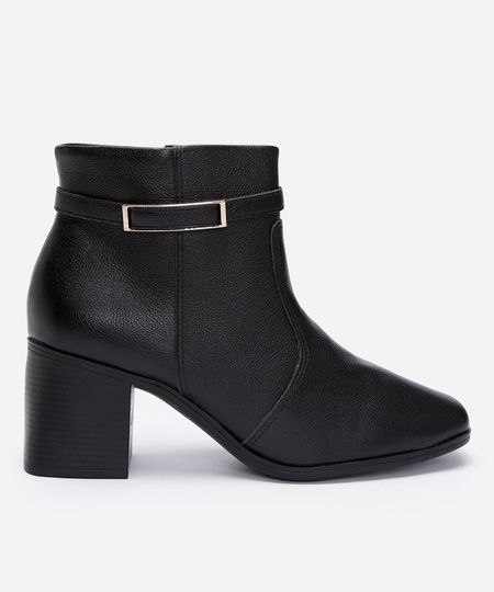 bota cano curto salto grosso médio preta 34