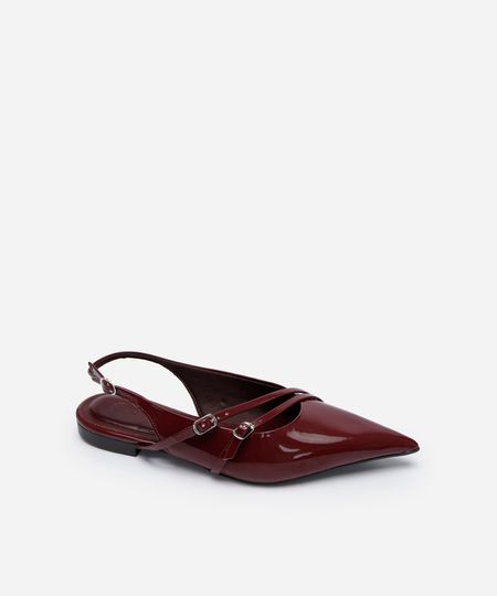 sapatilha slingback bico fino com fivelas vinho 34