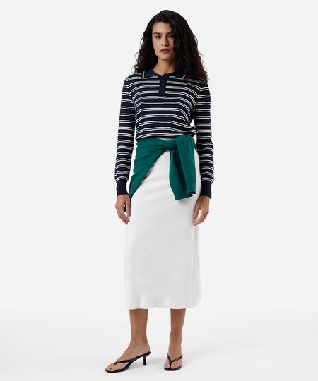 saia midi de tricot canelada off white M