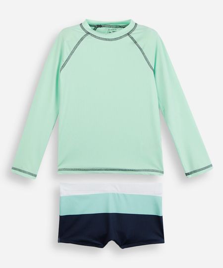 conjunto de praia infantil listrado verde 4