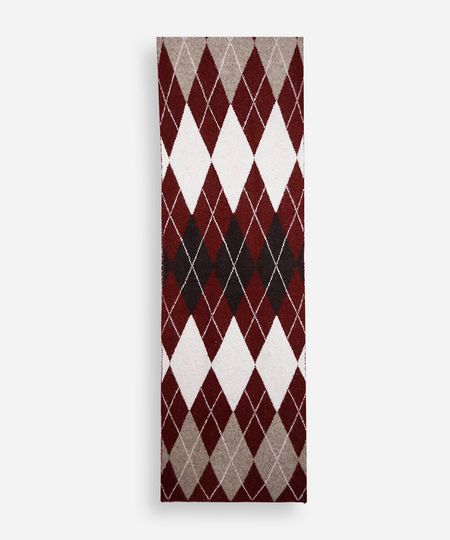 cachecol de tricot xadrez argyle vinho UNICO