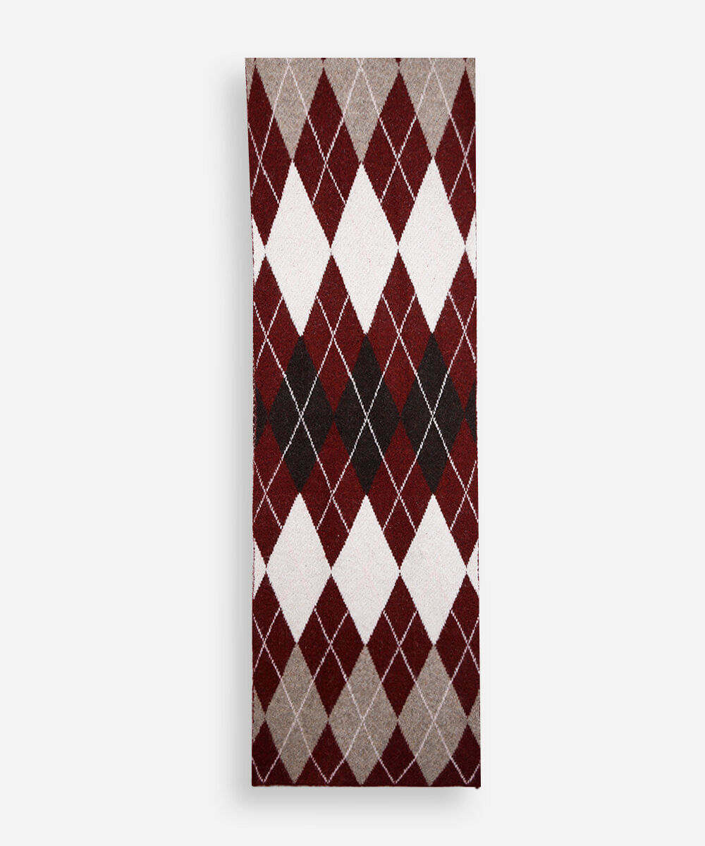 cachecol de tricot xadrez argyle vinho