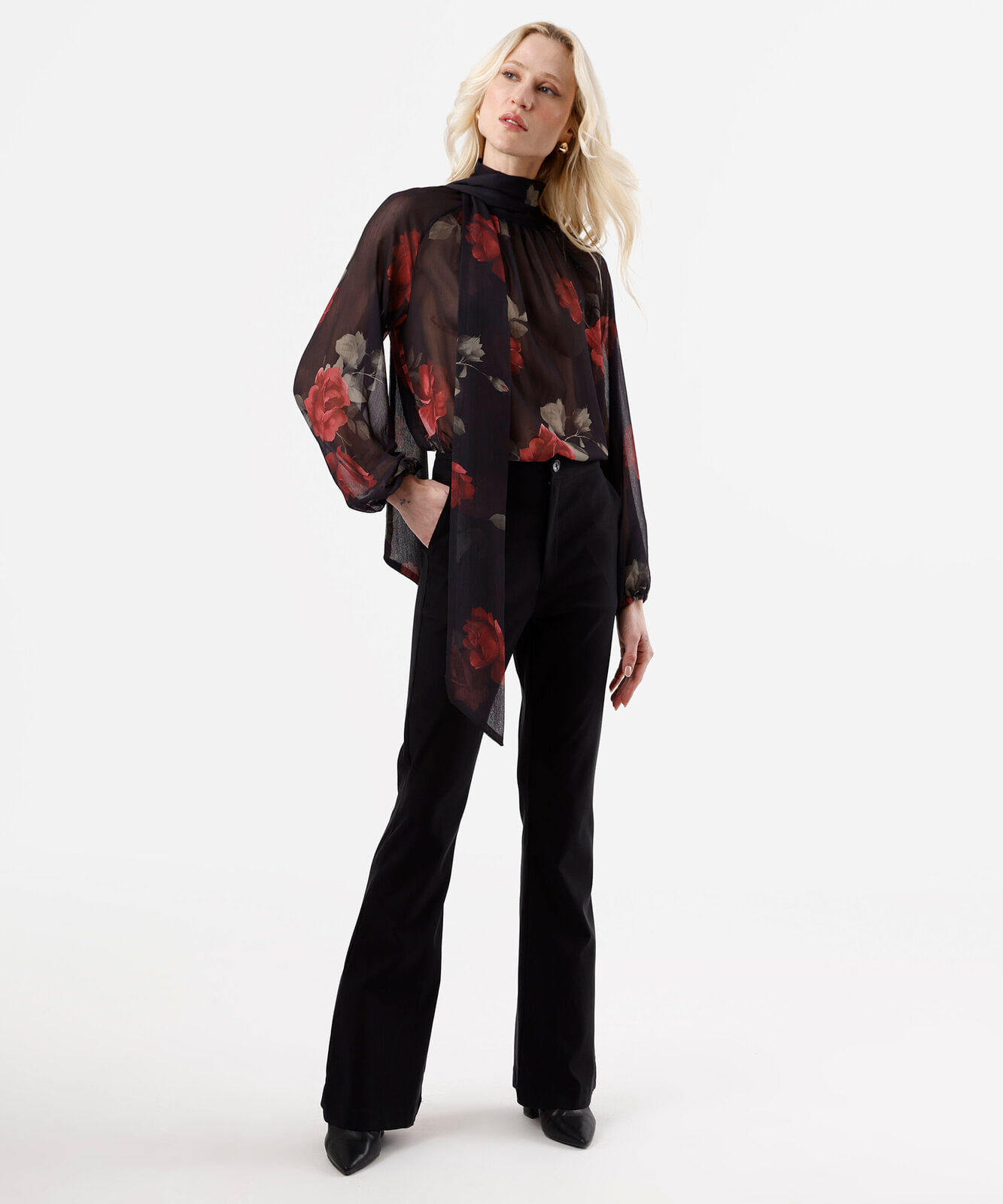 calça flare feminina cintura alta preta