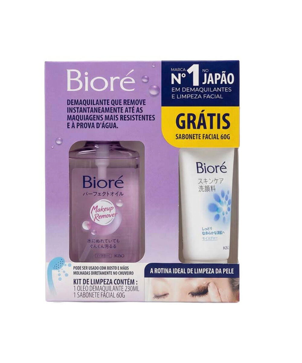 kit bioré com demaquilante cleansing oil 230ml e sabonete facial wash 60g