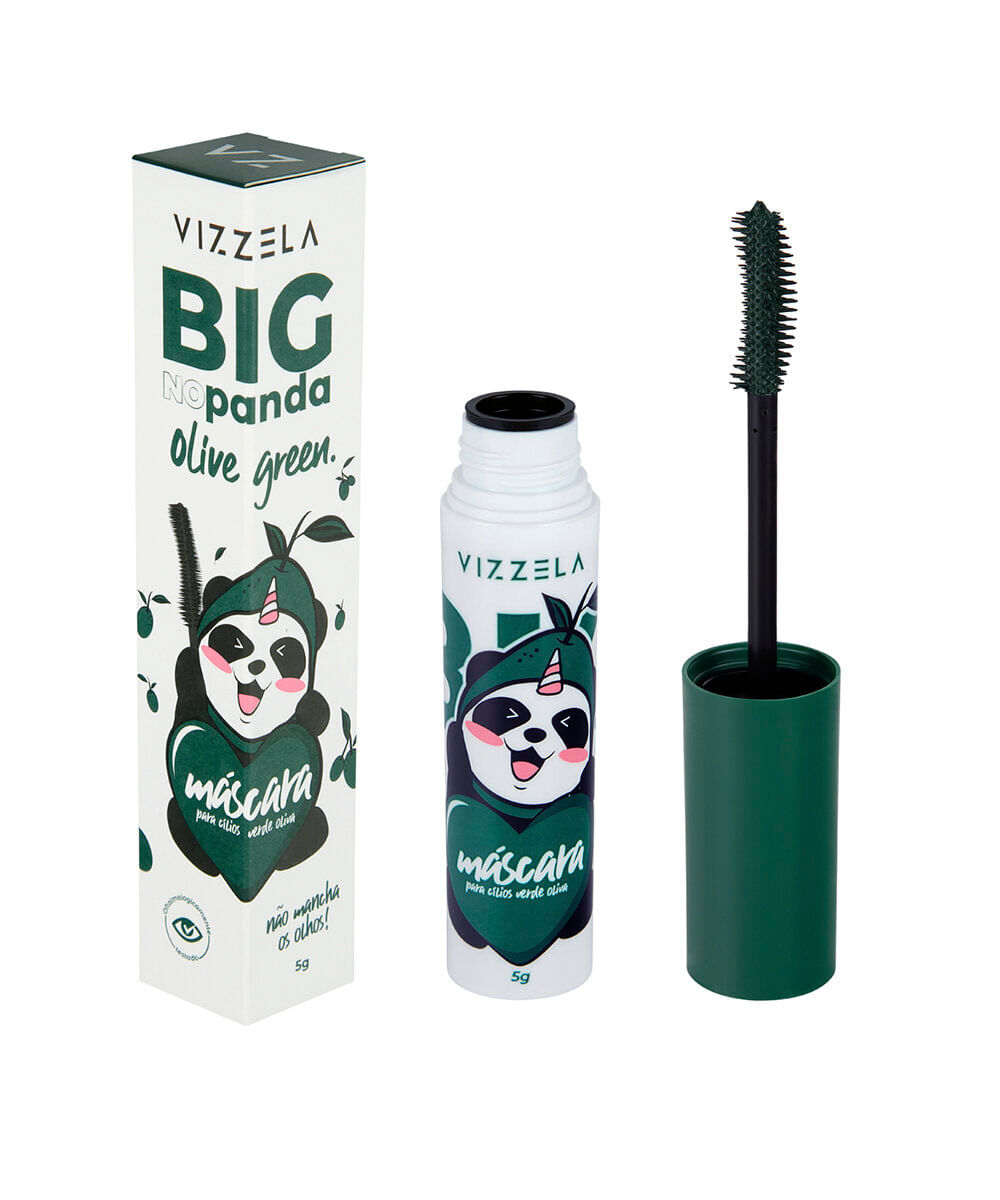 máscara para cílios vizzela big no panda olive green verde 5g