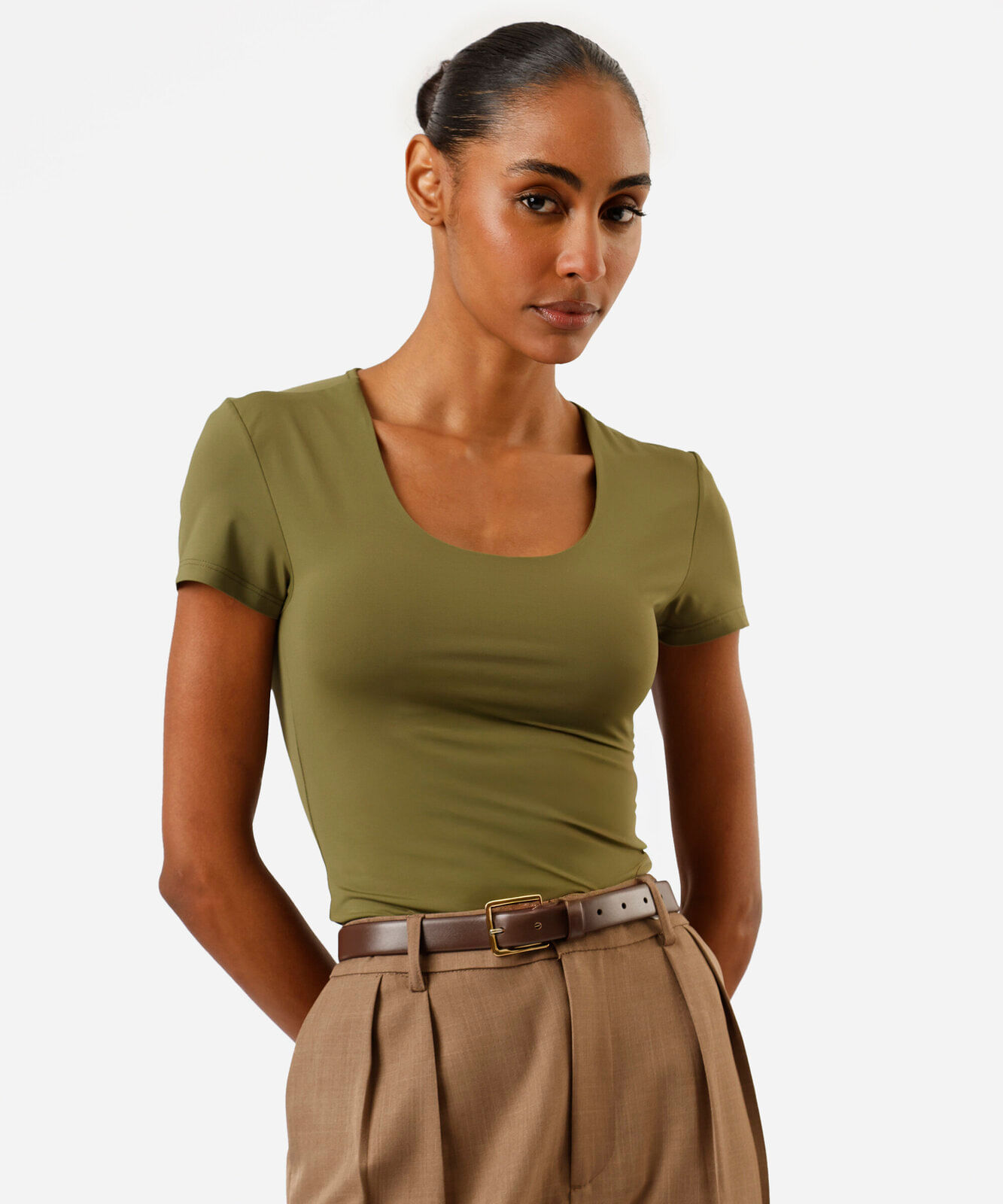 blusa baby look feminina de poliamida básica verde