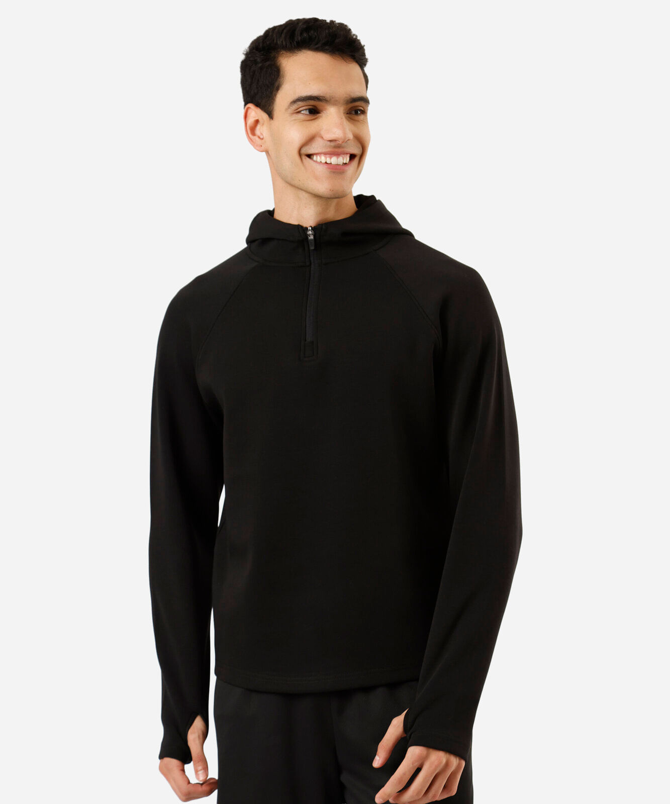 blusão esportivo masculino com capuz e zíper preto
